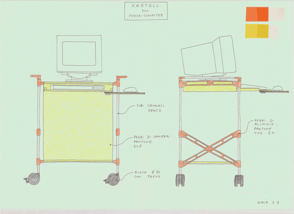 Antonio Citterio, drawing of the OXO trolleys, 1992